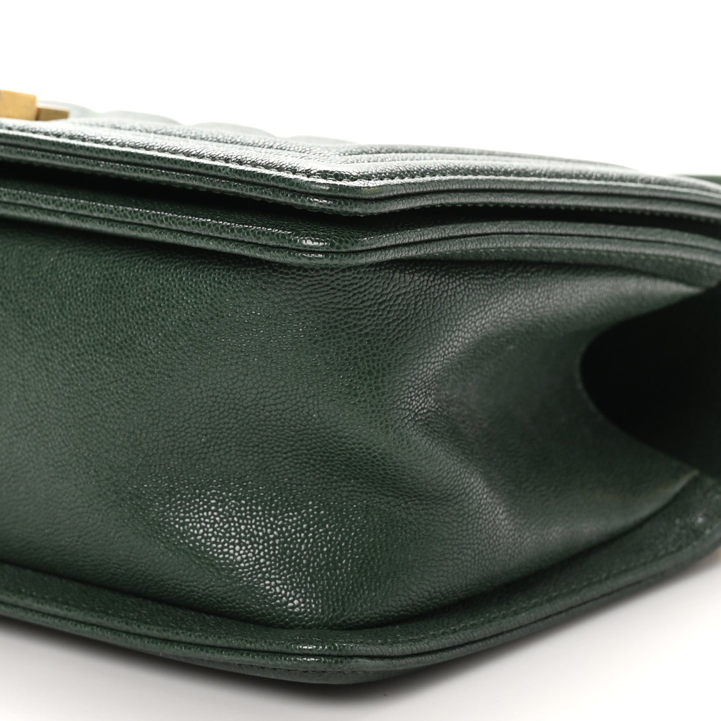 Caviar Quilted Medium Boy Flap Dark Green