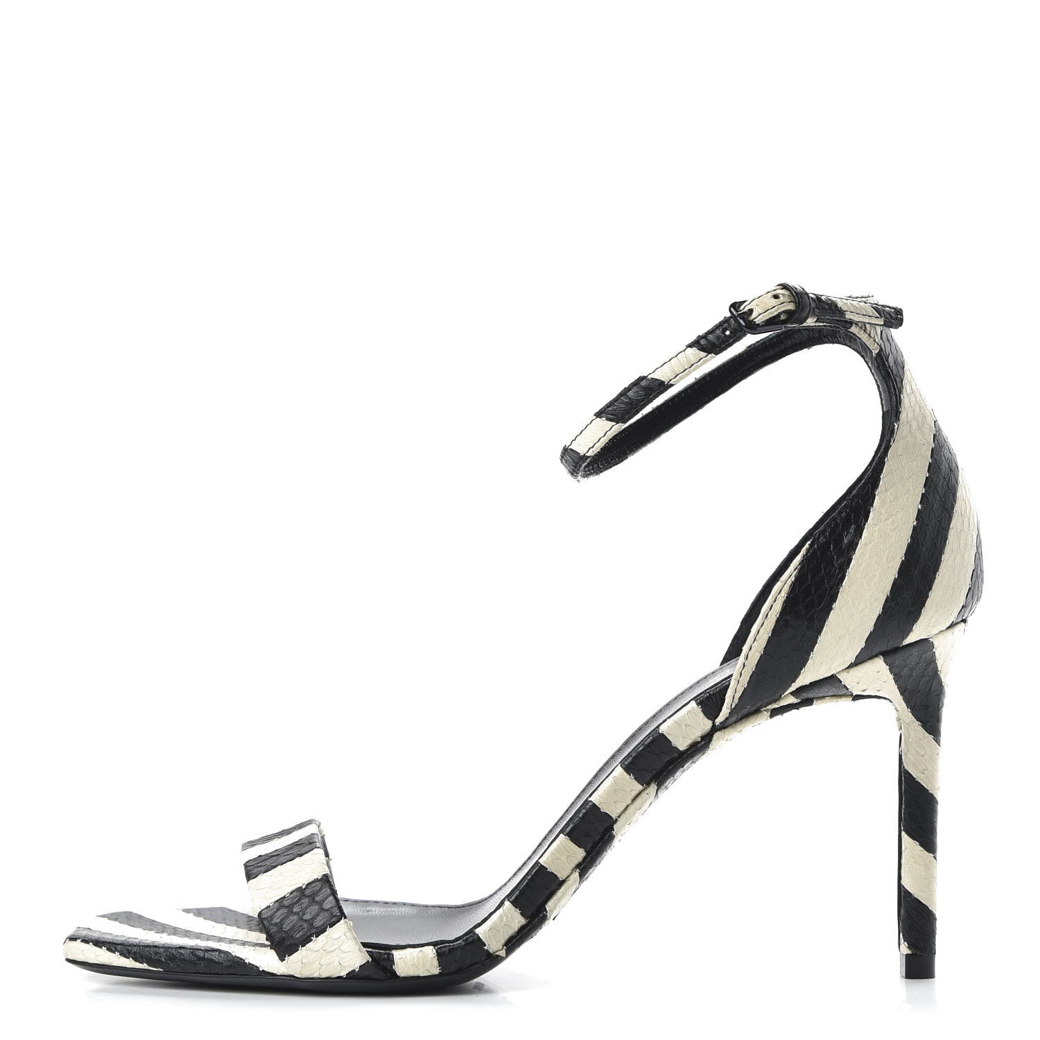 Saint Laurent Snakeskin Striped Amber 85 Heel 38.5 Black Off White 1 of 10