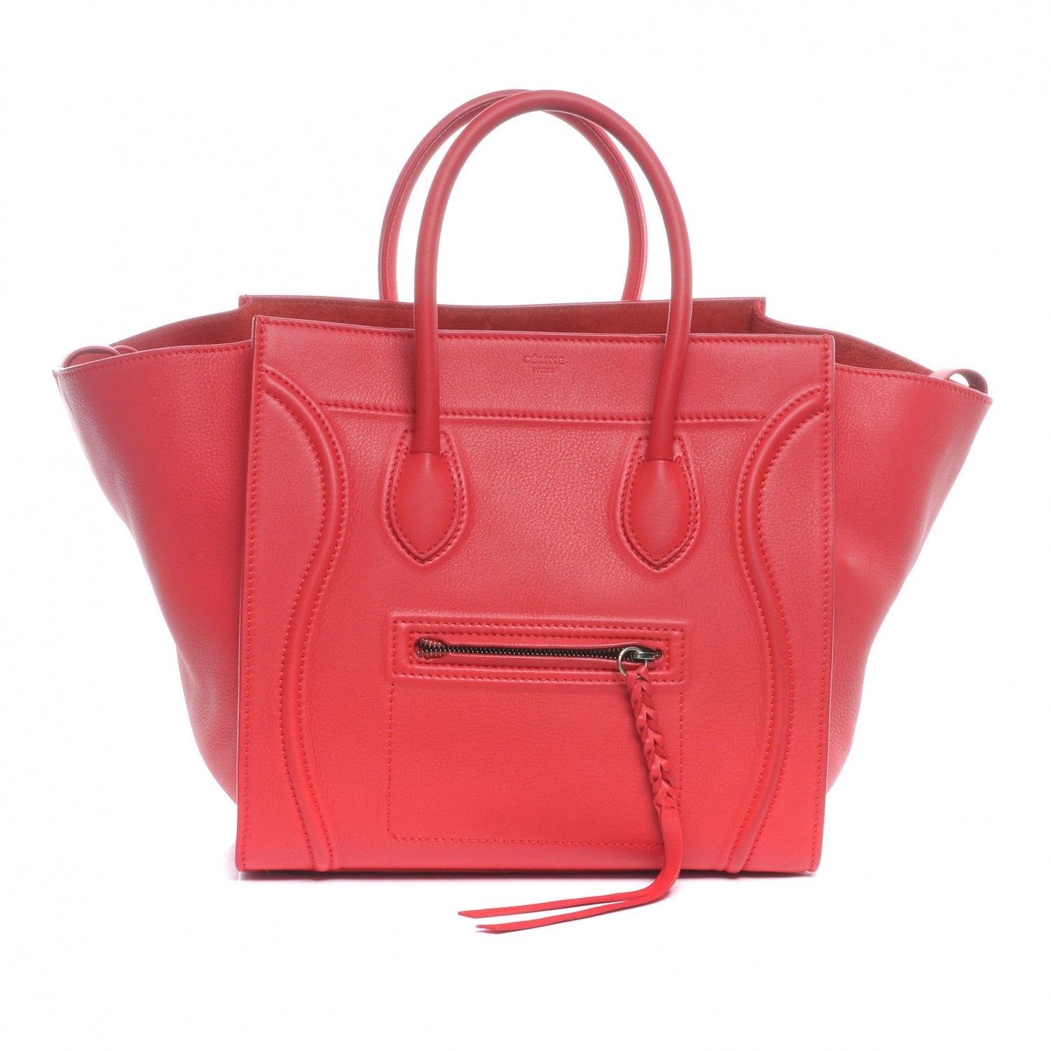 Celine Smooth Calfskin Medium Phantom Luggage Bag Red 1 of 9