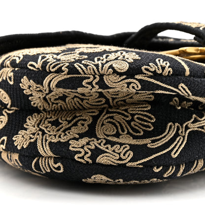 Christian Dior Canvas Embroidered Ornamental Cornely Saddle Bag Black Beige 10 of 10