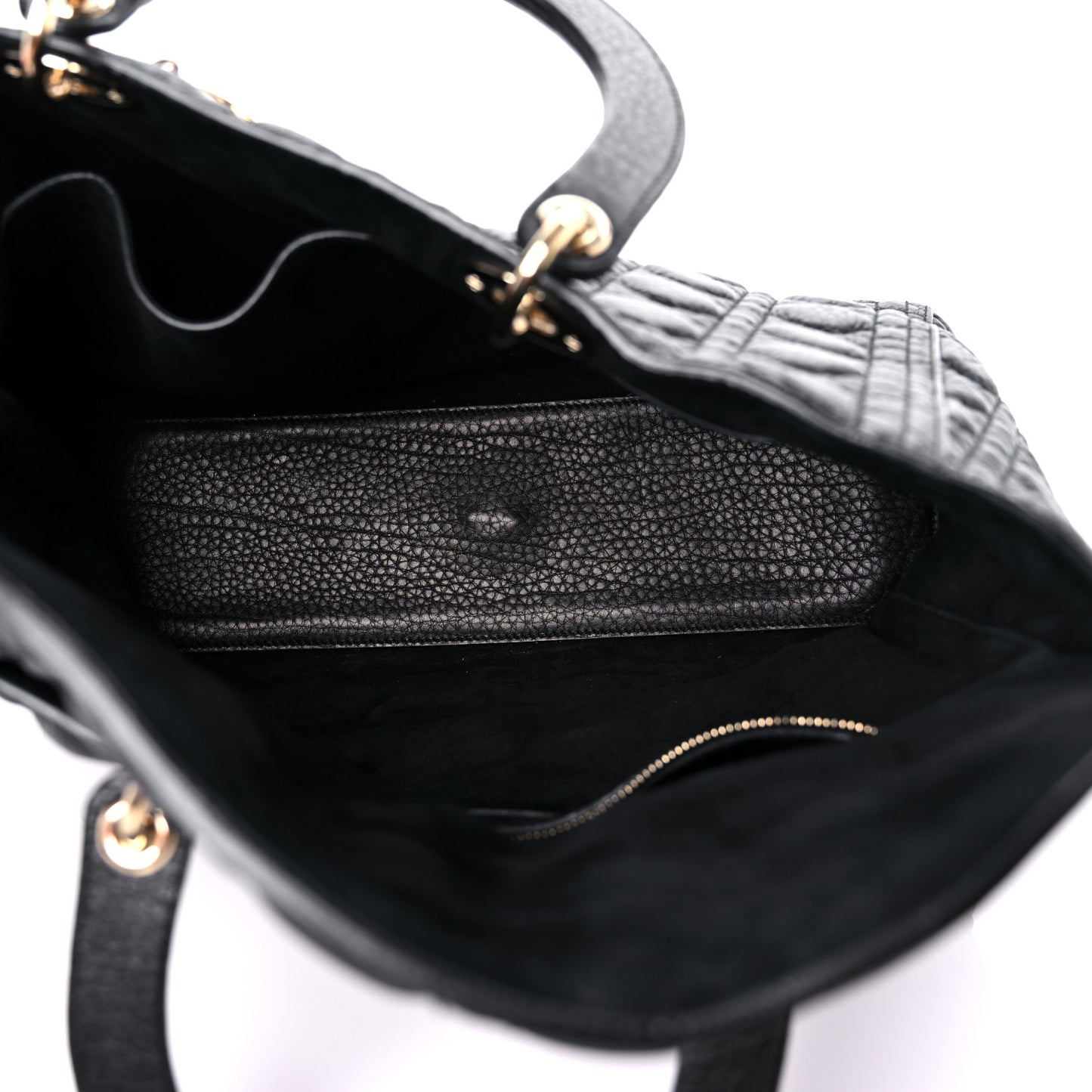 Grained Calfskin Cannage Large Supple Lady Dior Black