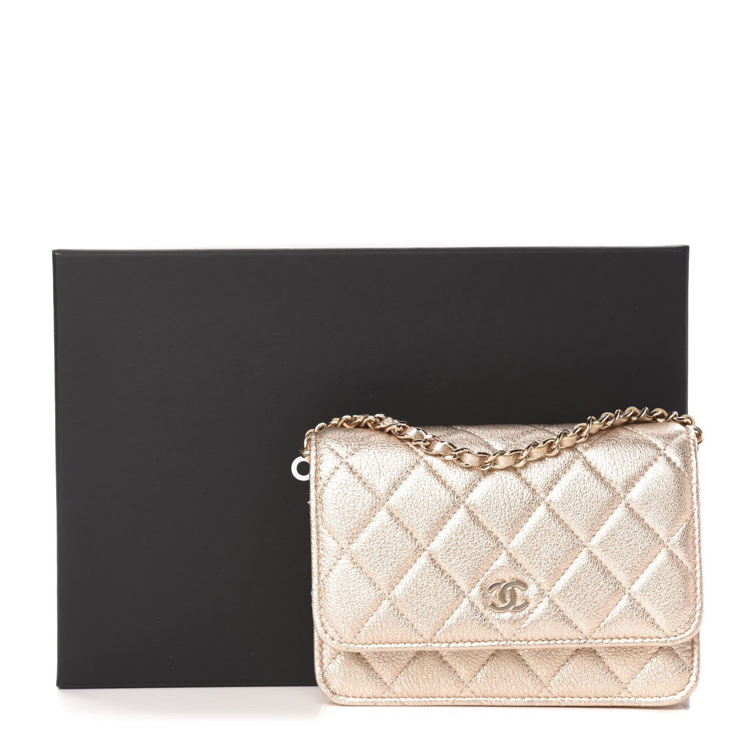 Chanel Metallic Lambskin Quilted Mini Wallet On Chain WOC Gold 11 of 11