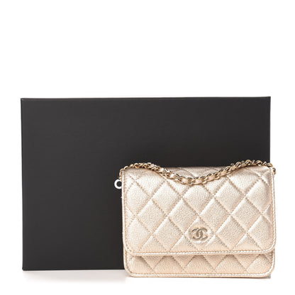 Chanel Metallic Lambskin Quilted Mini Wallet On Chain WOC Gold 11 of 11