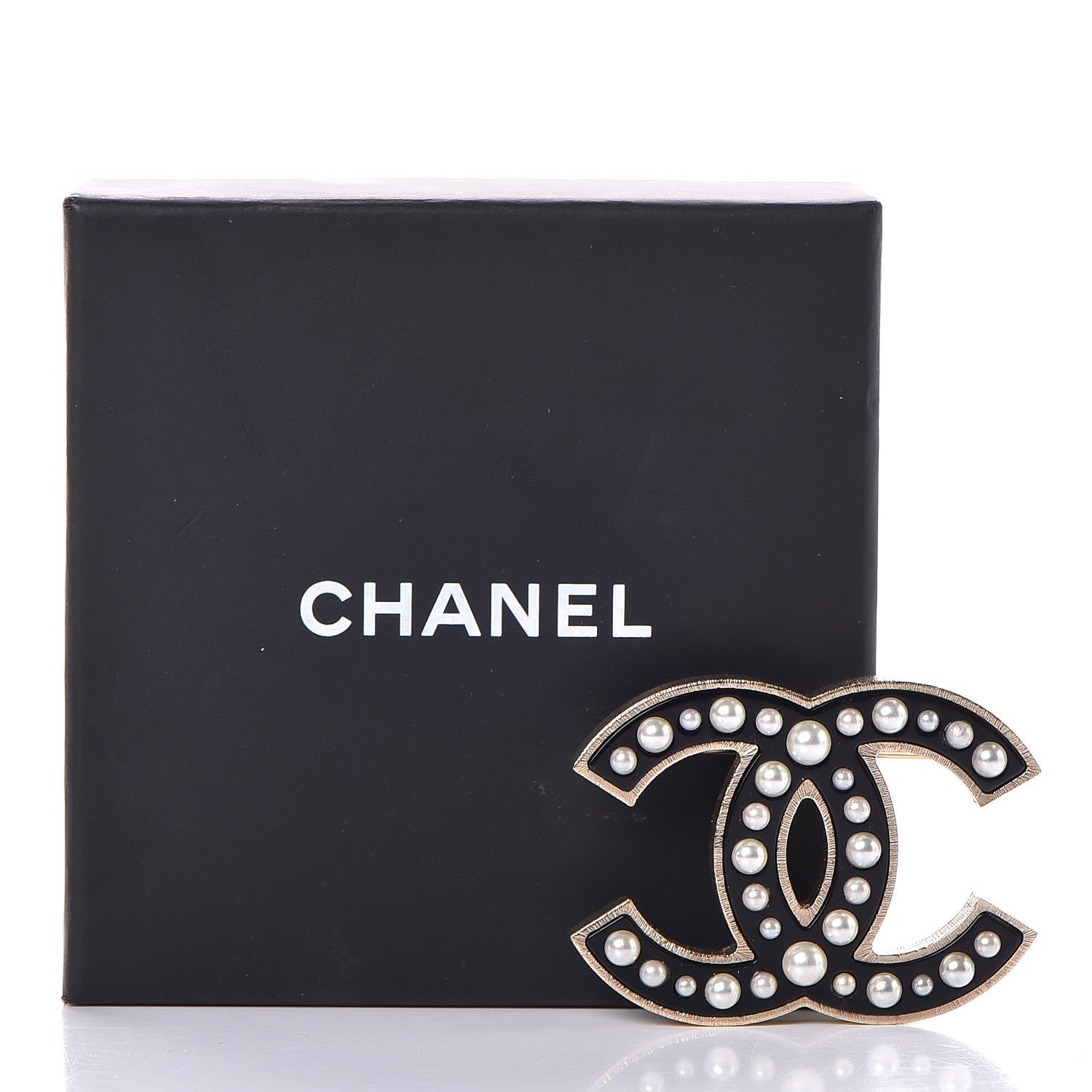 Chanel Pearl Enamel CC Brooch Black Gold 5 of 5