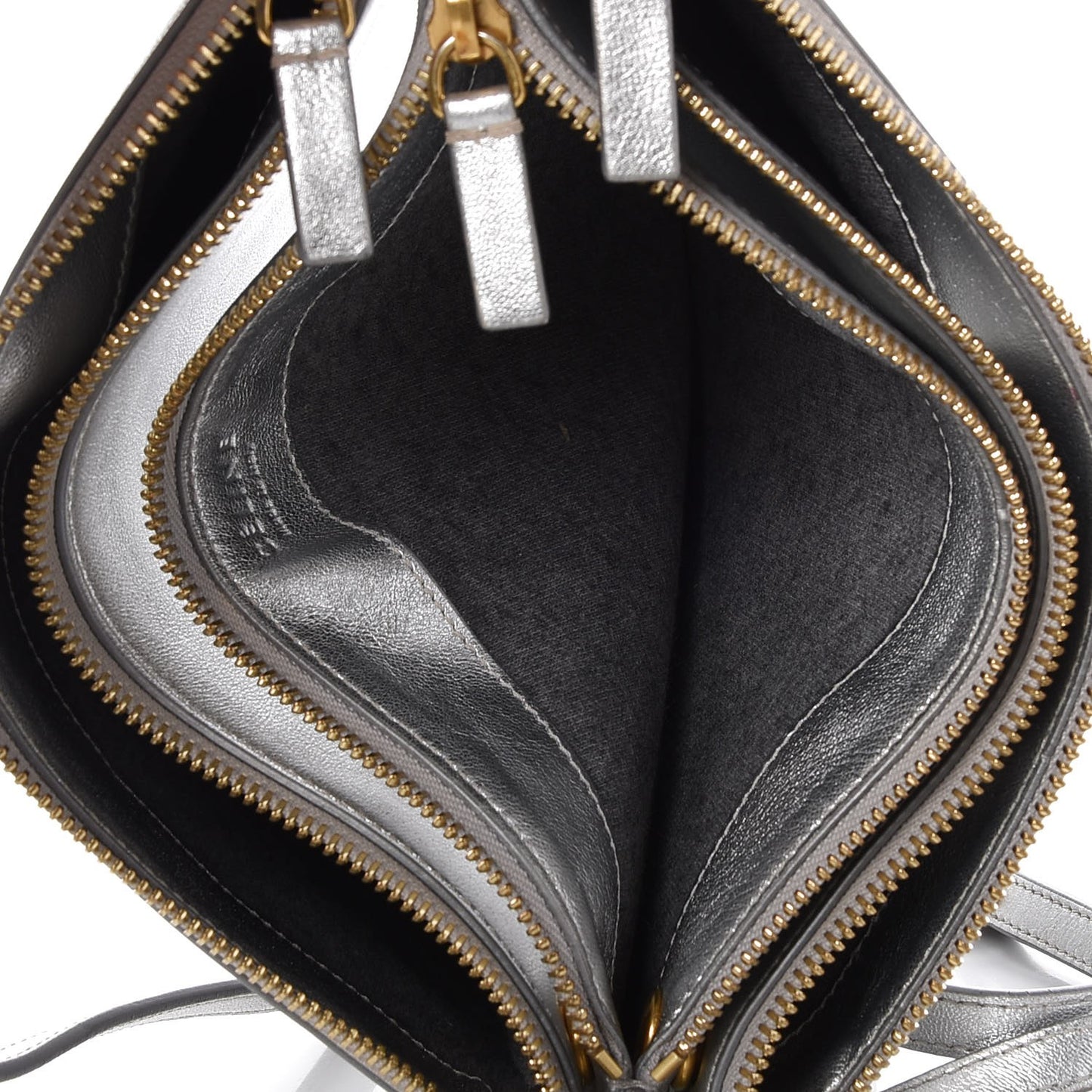 Metallic Lambskin Large Trio Crossbody Bag Silver