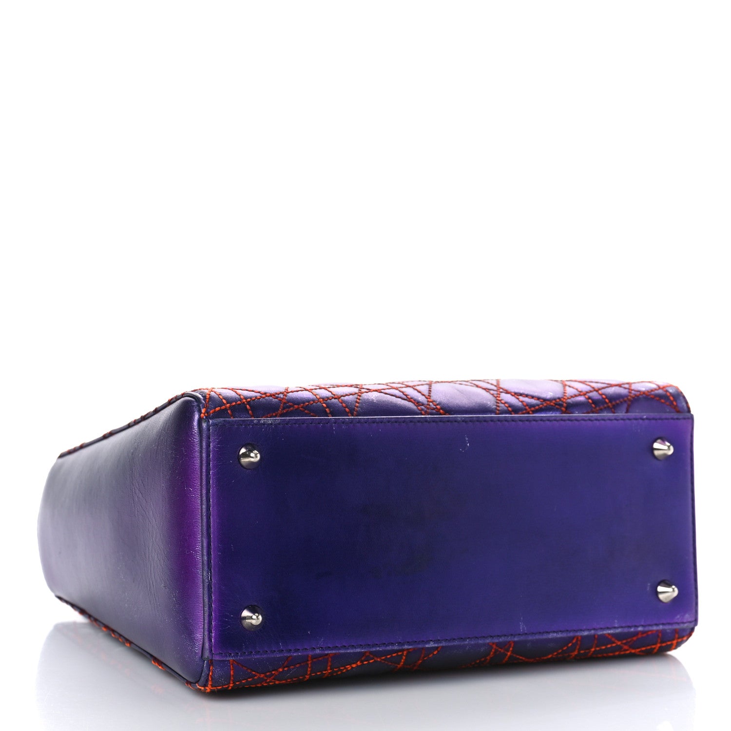 Christian Dior Metallic Lambskin Cannage Medium Anselm Reyle Lady Dior Purple Orange 4 of 13