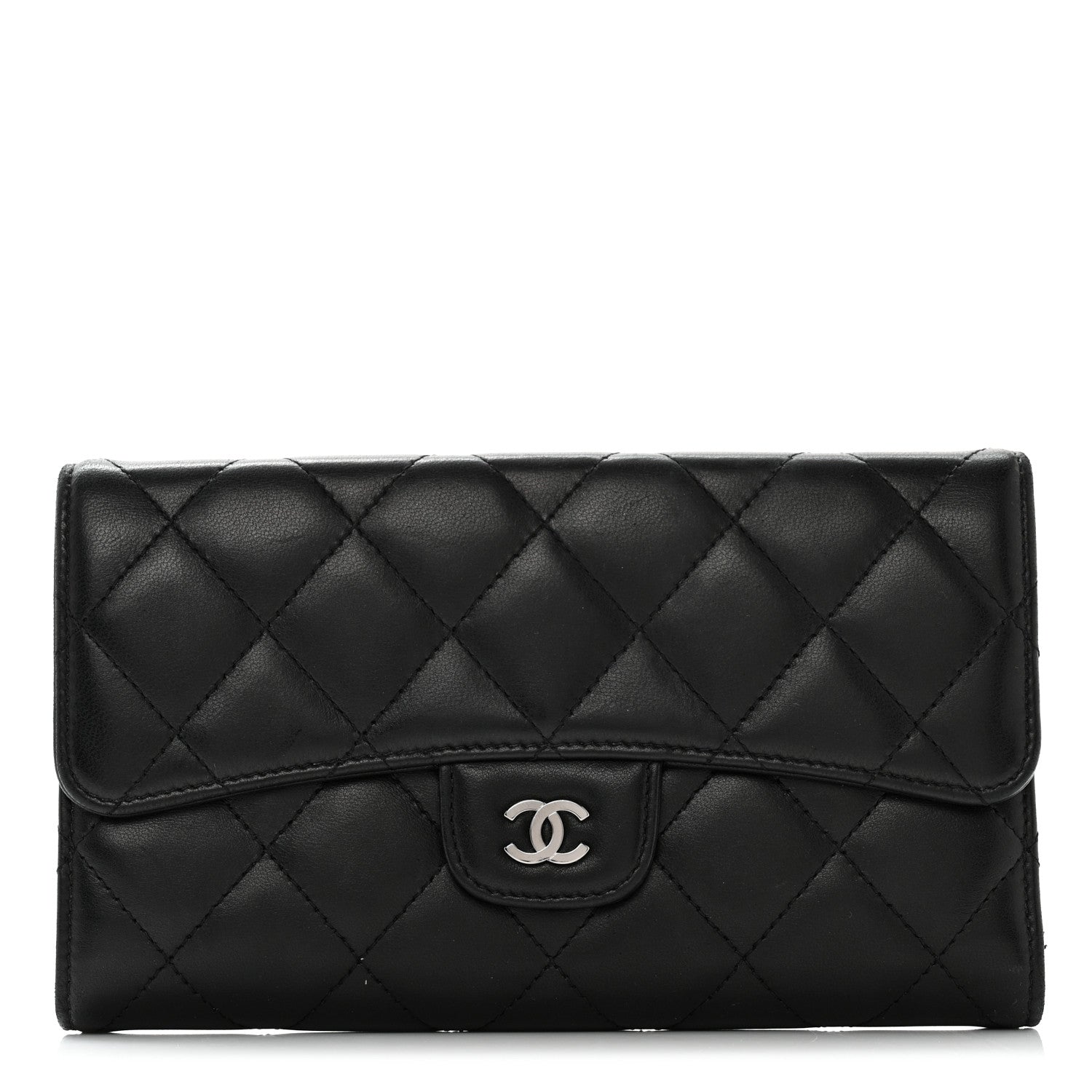 Chanel Lambskin Quilted Large Flap Wallet Black 1 of 16