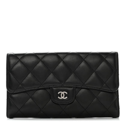 Chanel Lambskin Quilted Large Flap Wallet Black 1 of 16