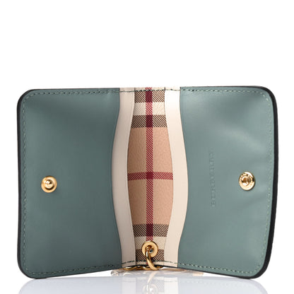 Burberry Soft Grain Calfskin Haymarket Check Camberwell Card Case Blue 4 of 4
