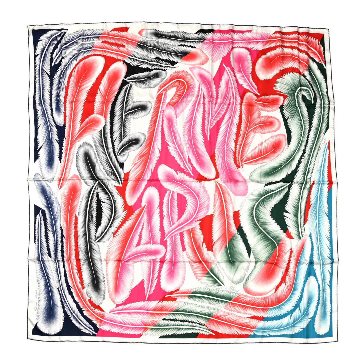 Silk A La Plume Scarf 140 Rouge Rose Black