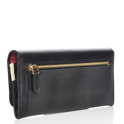 Prada Saffiano Colour Continental Flap Wallet Black Peonia 3 of 9