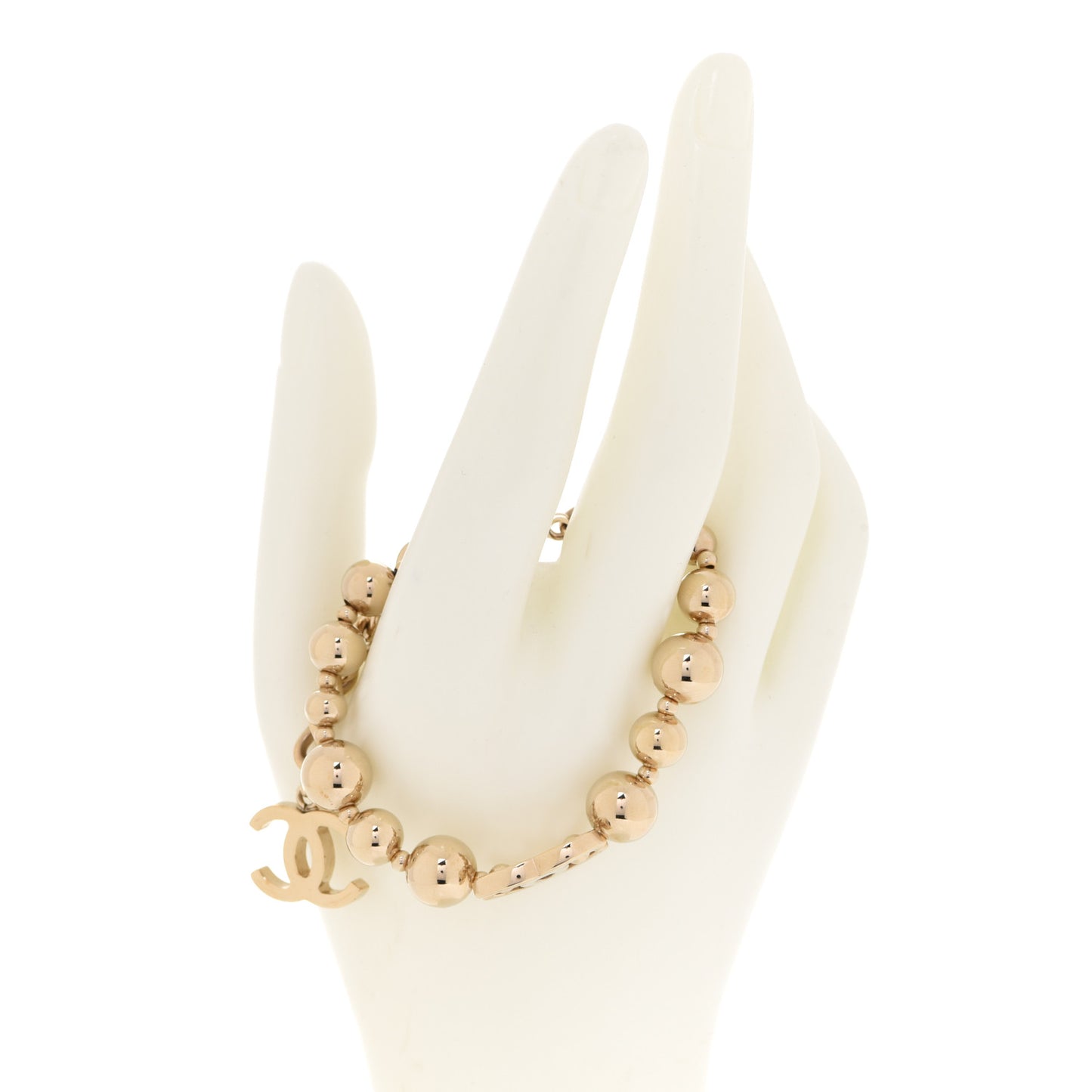 Metal Beaded CC Bracelet Gold