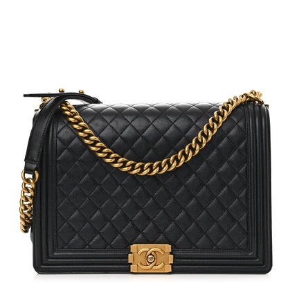 Chanel Metallic Lambskin Quilted Large Boy Flap Black 1 of 11