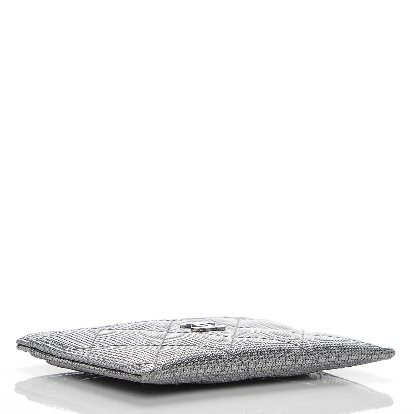 Metallic Calfskin Pixel Effect Card Holder Dark Silver