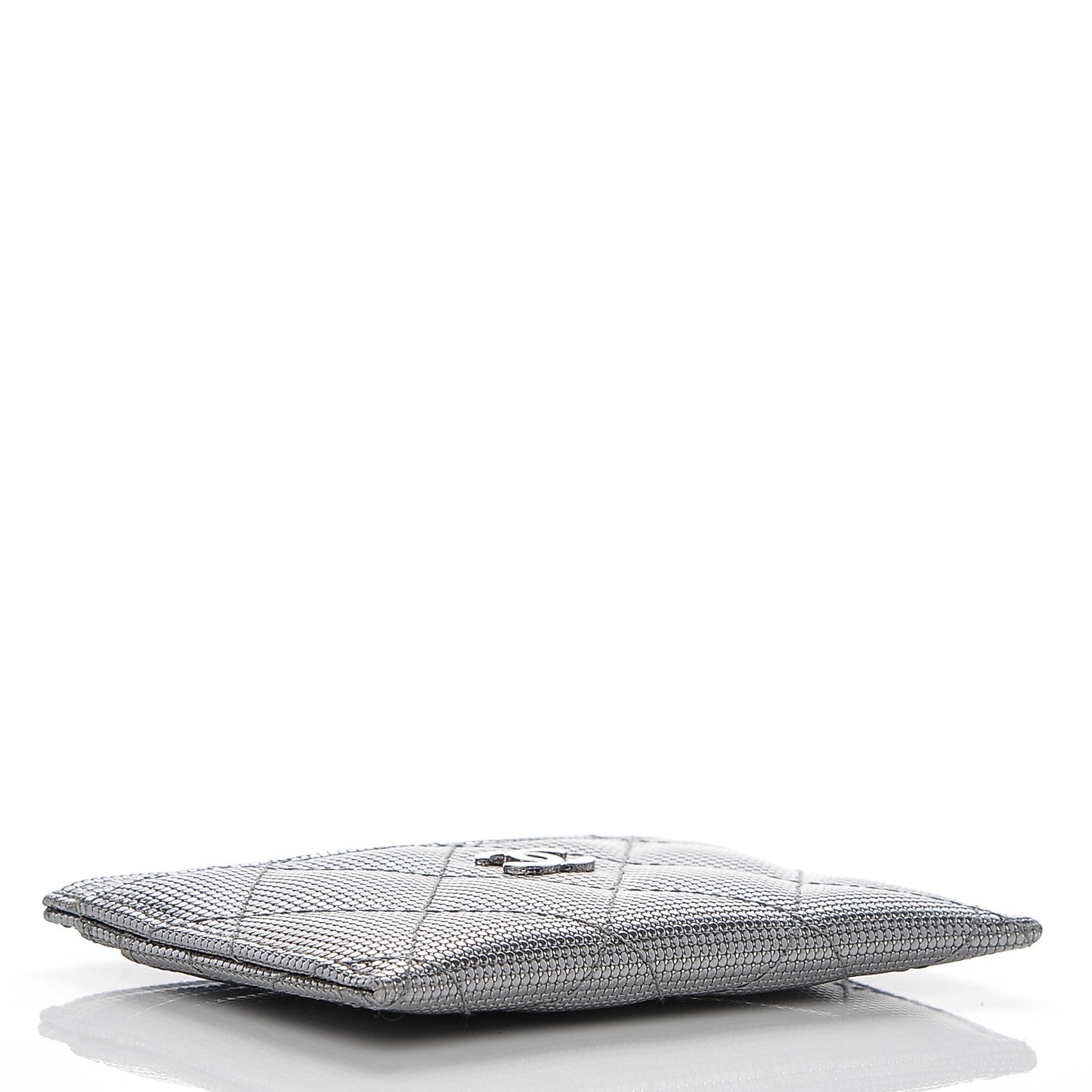 Chanel Metallic Calfskin Pixel Effect Card Holder Dark Silver 4 of 7