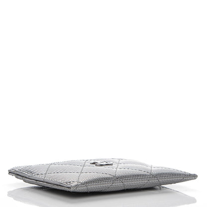 Chanel Metallic Calfskin Pixel Effect Card Holder Dark Silver 4 of 7
