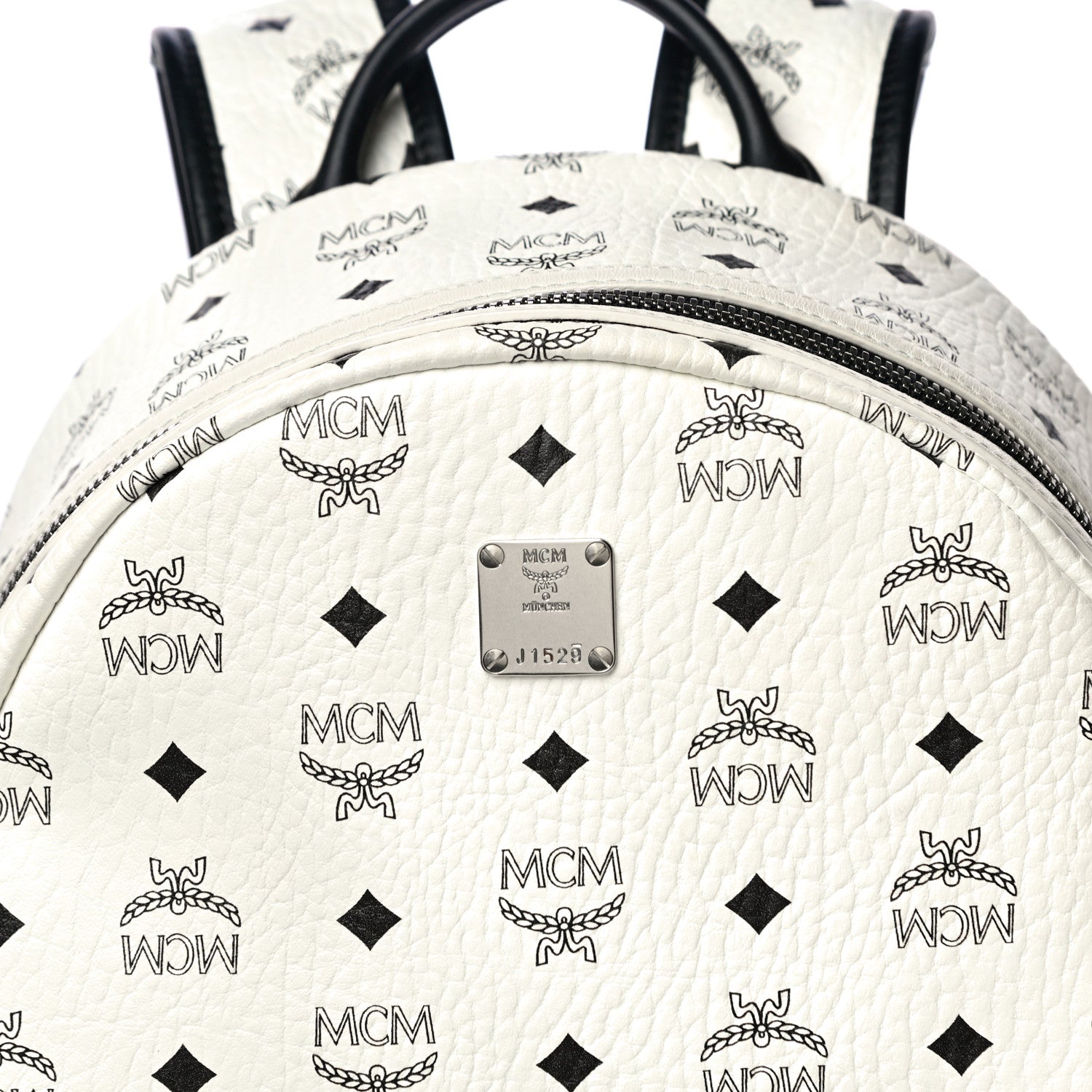 MCM Visetos Medium Side Studs Stark Backpack White 8 of 17
