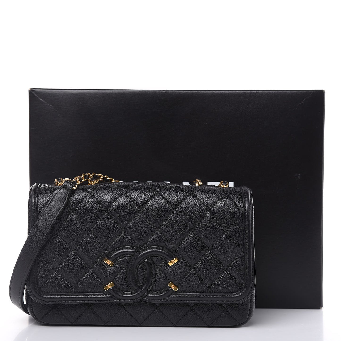 Caviar Quilted Small CC Filigree Flap Black
