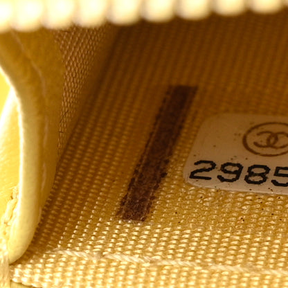 Chanel Caviar Chevron Quilted Boy Zip Around Coin Purse Wallet Yellow 7 of 8