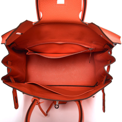Hermes Taurillon Clemence Birkin 30 Orange Poppy 7 of 33
