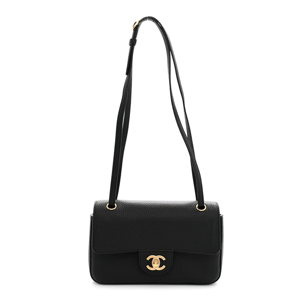 Grained Calfskin Mini Souplissimo Maxi Flap Black