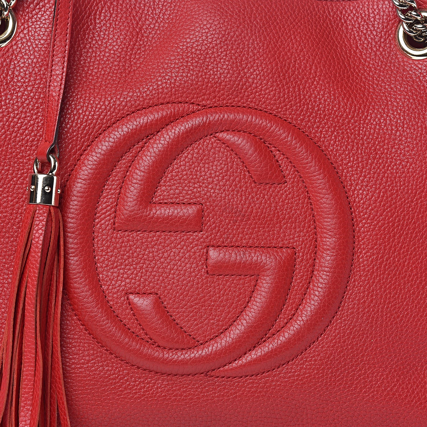 Gucci Pebbled Calfskin Medium Soho Chain Shoulder Bag Tabasco Red 12 of 12