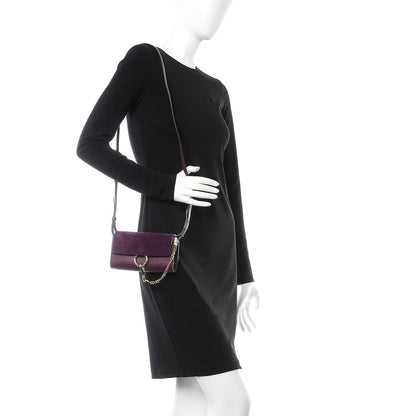 Chloe Suede Calfskin Mini Faye Shoulder Bag Intense Violine 2 of 9
