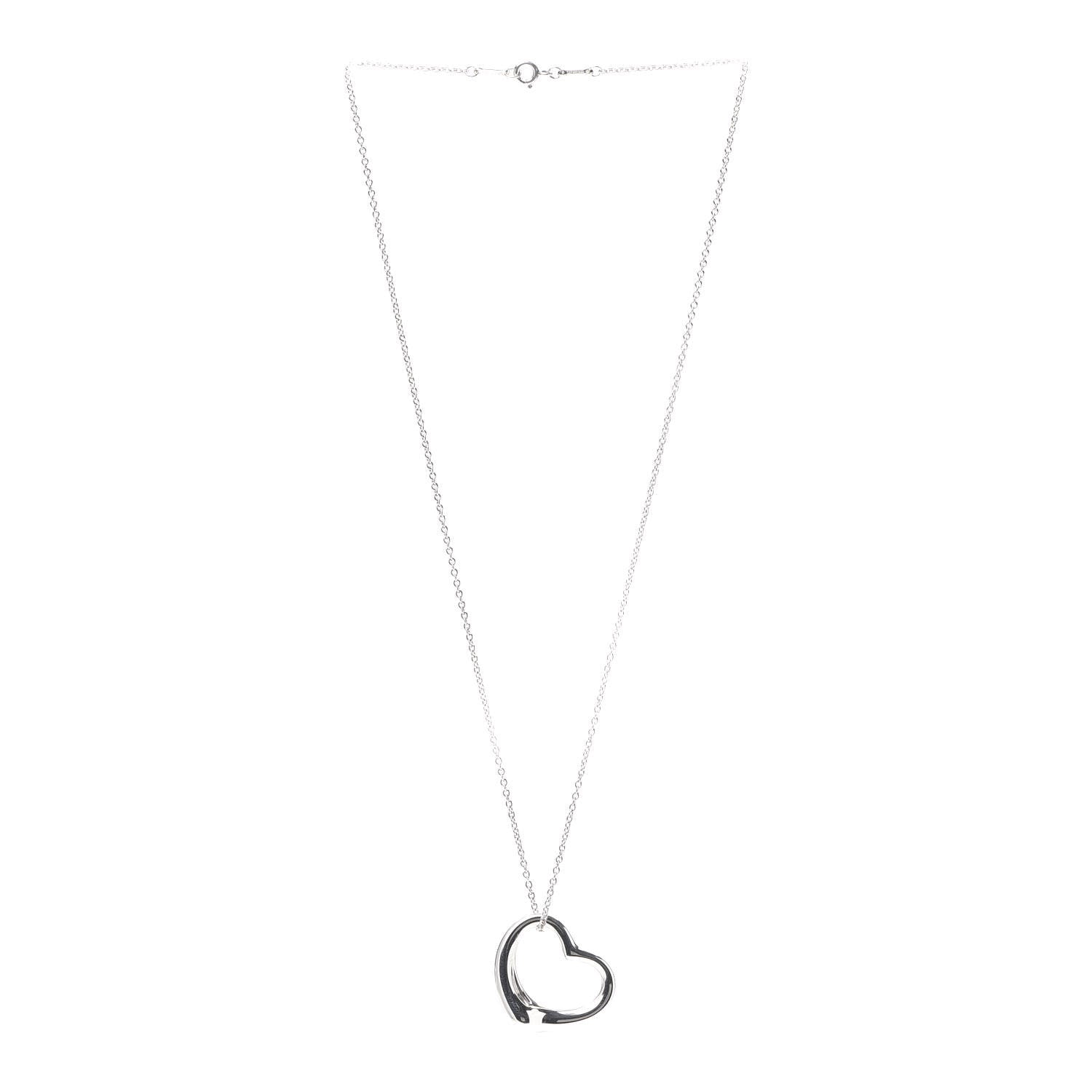 Tiffany Sterling Silver 27mm Elsa Peretti Open Heart Pendant Necklace 3 of 6