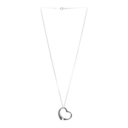 Tiffany Sterling Silver 27mm Elsa Peretti Open Heart Pendant Necklace 3 of 6