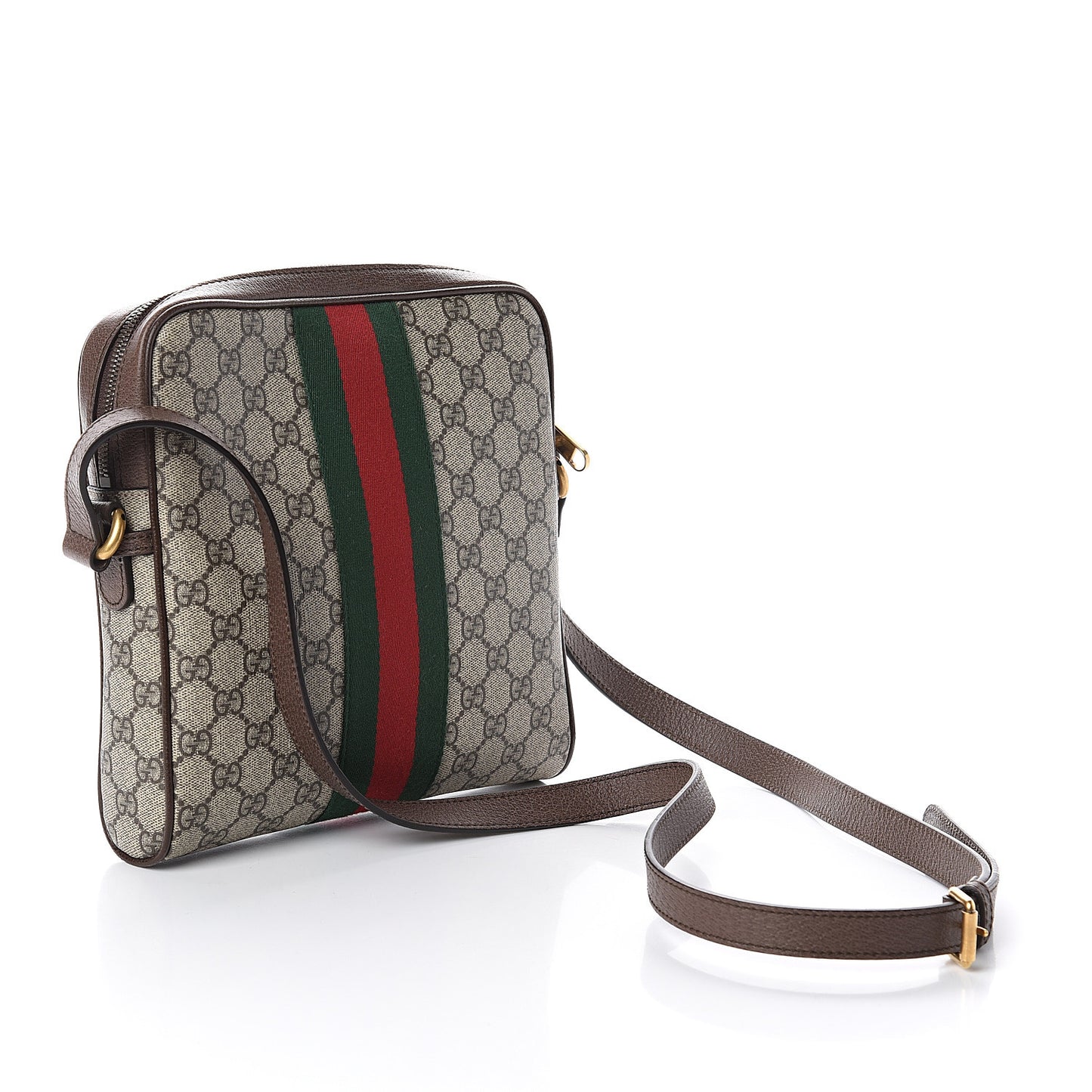 GG Supreme Monogram Web Small Ophidia Messenger Bag Brown