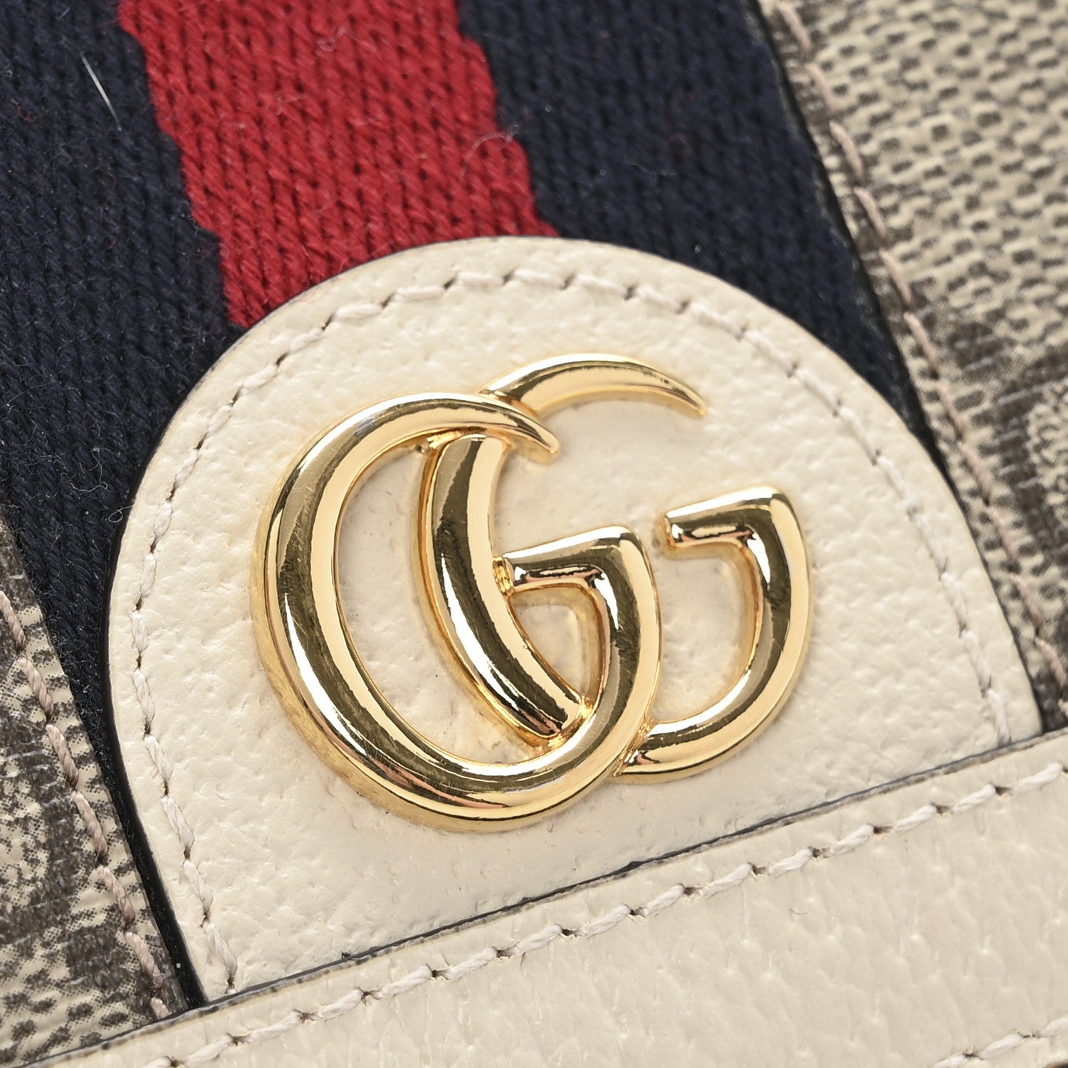 Gucci GG Supreme Monogram Textured Dollar Calfskin Web Ophidia Card Case Beige Ebony Mystic White 8 of 10
