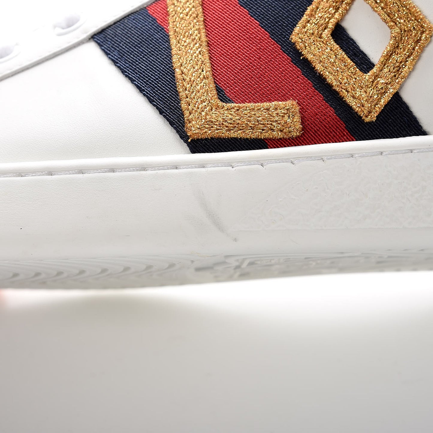 Calfskin Nappa Web LOVED Embroidered Mens Ace High Top Sneakers 10 White Red Flame Notte