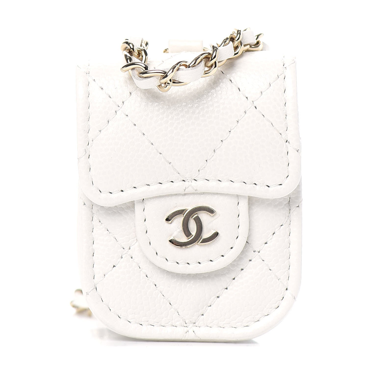 Chanel Caviar Quilted Airpods Case White 1 of 9