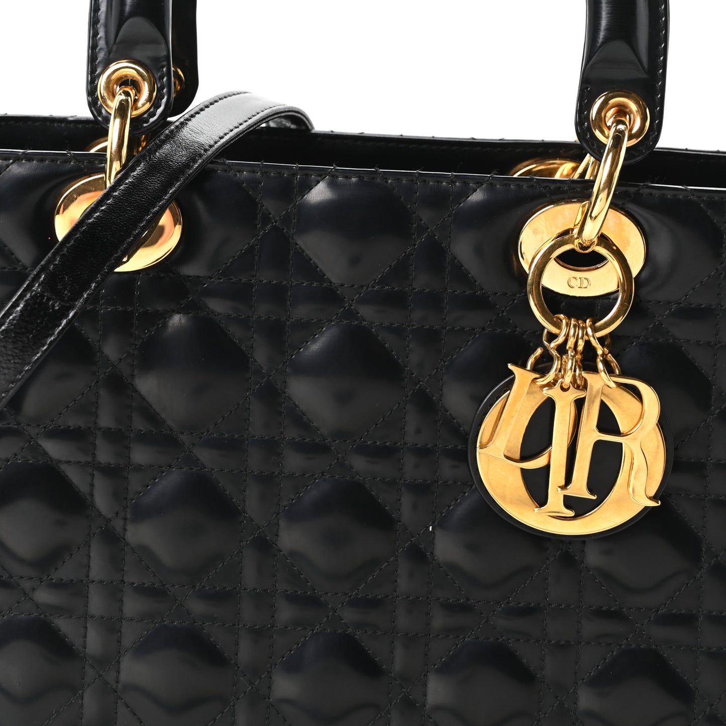 Patent Cannage Medium Lady Dior Black