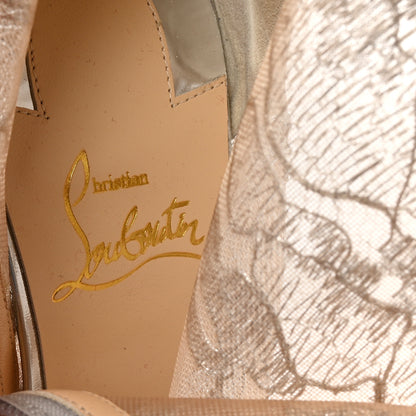Christian Louboutin Lace Lurex Specchio Gipsybootie 100 Ankle Boots 38.5 Version Silver 8 of 9