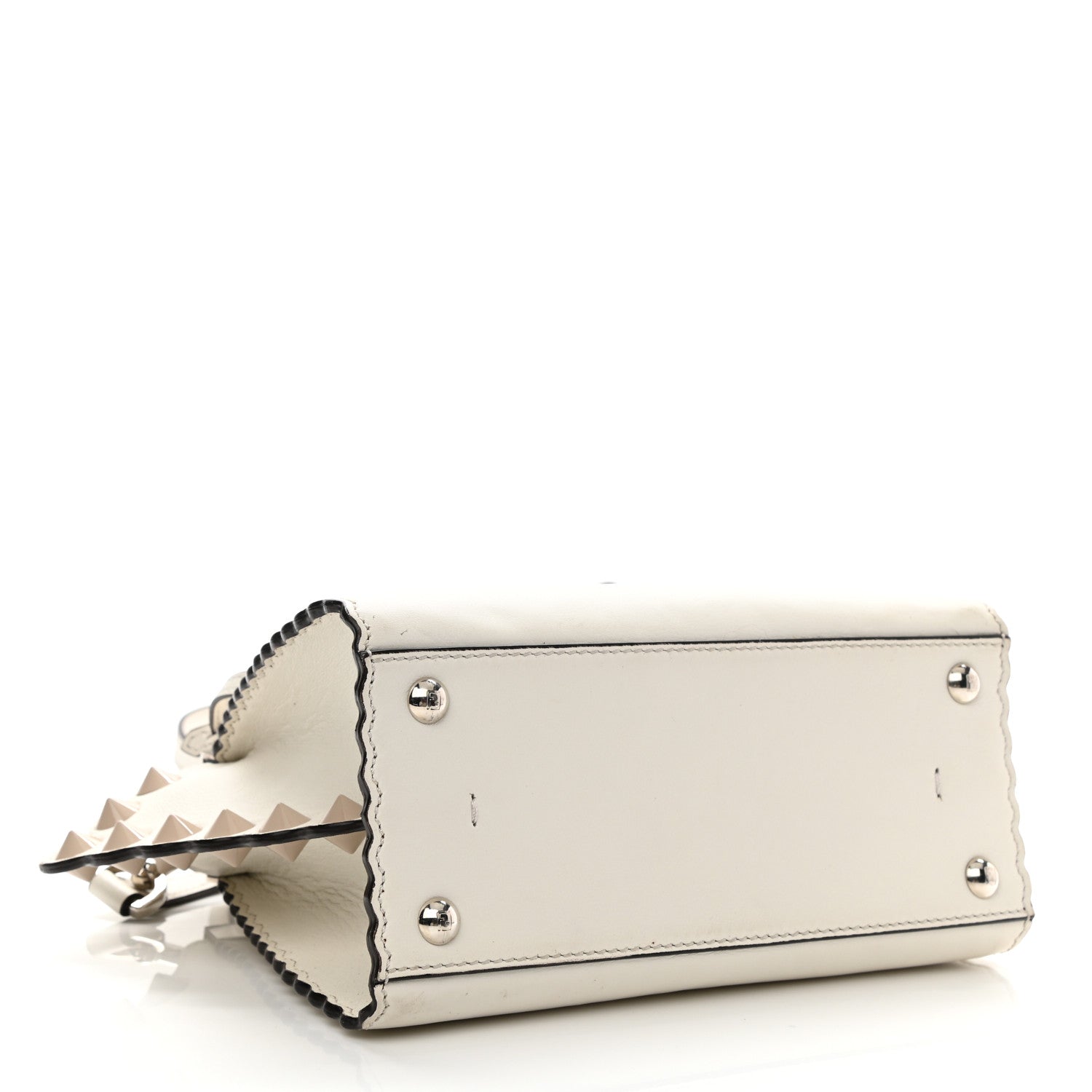 Fendi Vitello Scalloped Studded Mini 3Jours Tote Ice Cloude 4 of 14