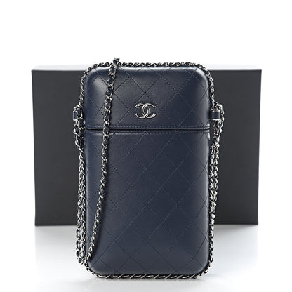 Chanel Lambskin Quilted Chain Around Phone Holder Navy 12 of 12