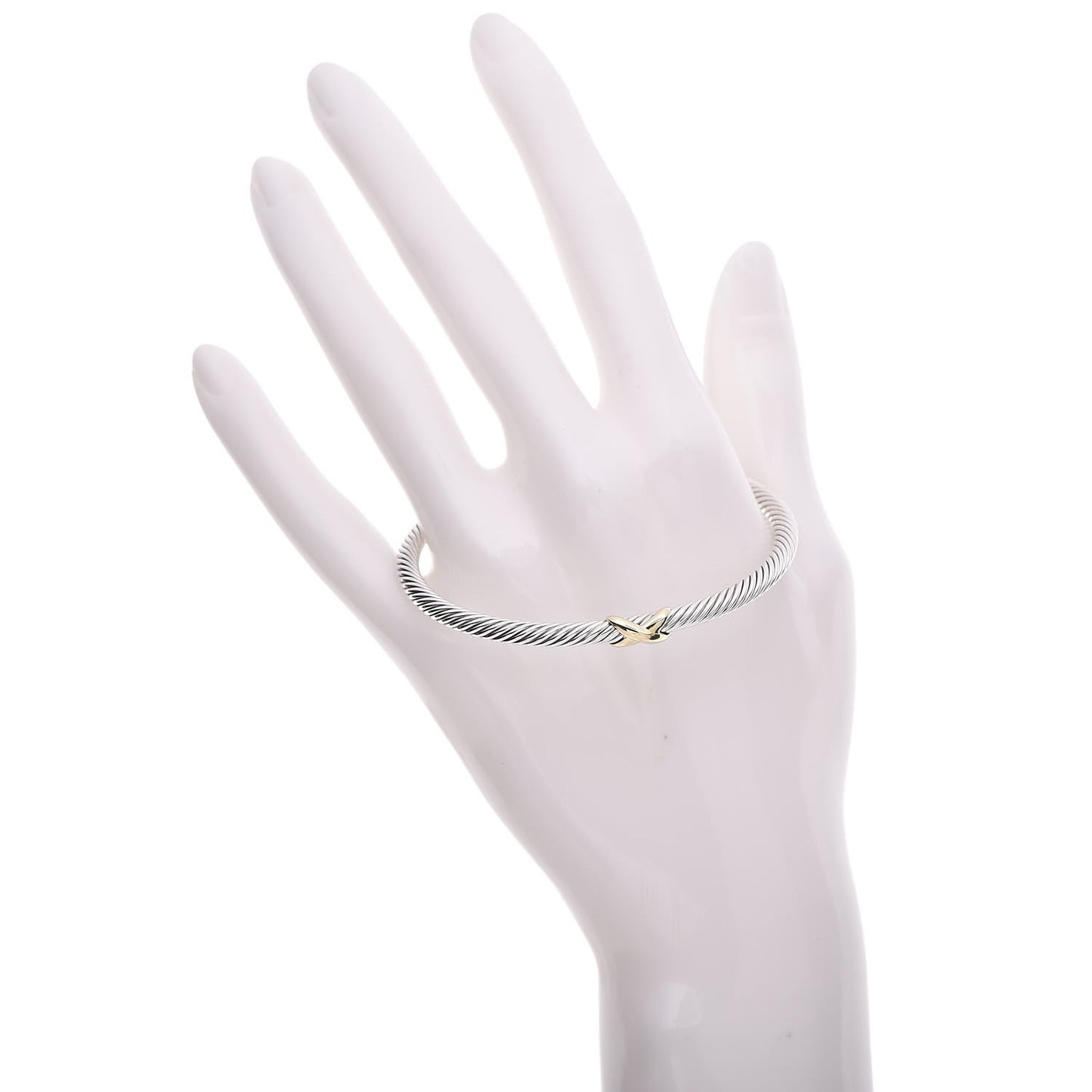 Sterling Silver 18K Yellow Gold 4mm X Station Cable Bracelet