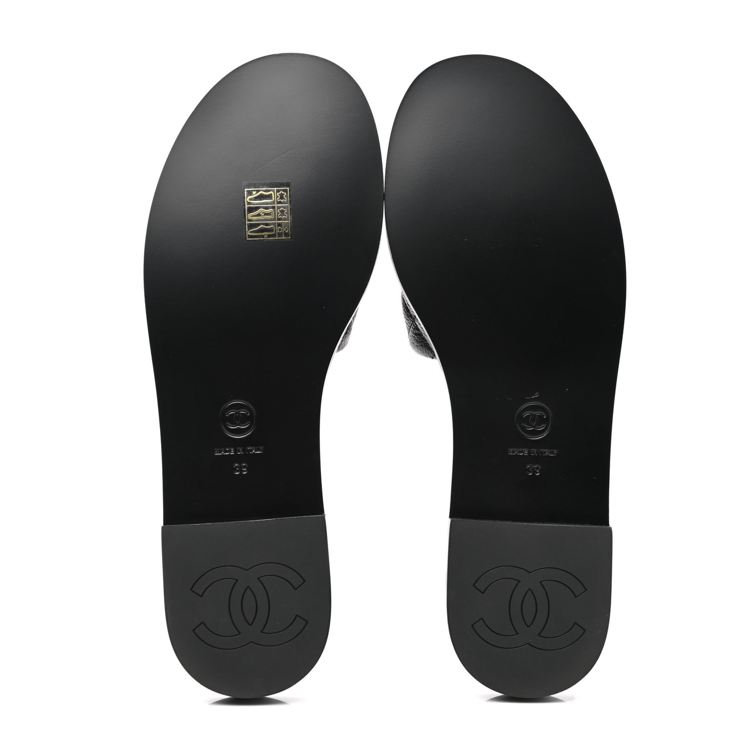 Shiny Goatskin Quilted CC Mules Sandals 39 Black