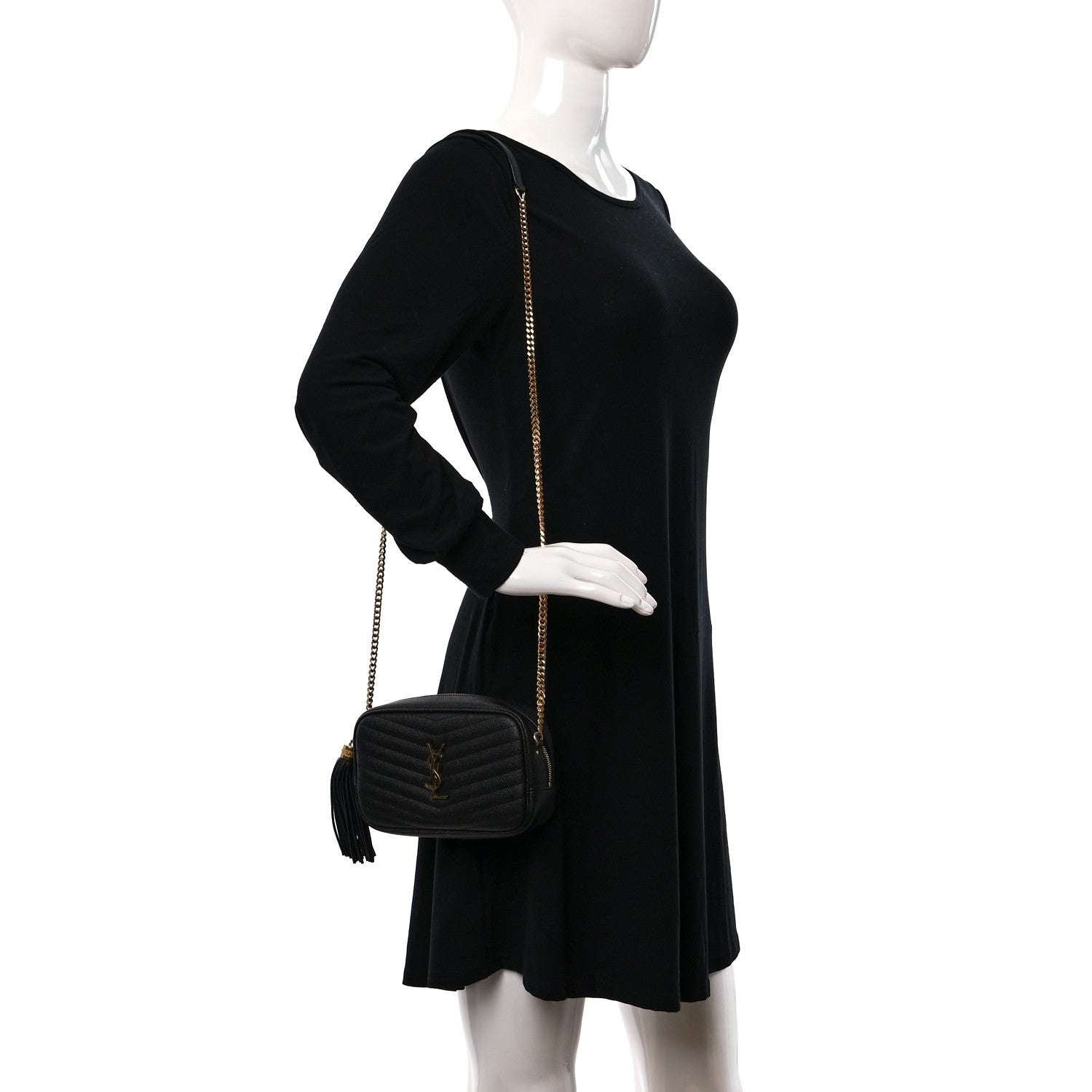 Saint Laurent Grain De Poudre Matelasse Monogram Mini Lou Camera Bag Black 2 of 11