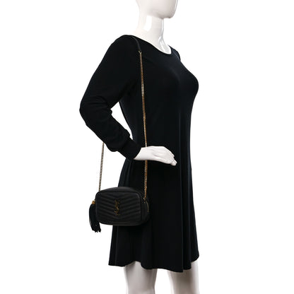 Saint Laurent Grain De Poudre Matelasse Monogram Mini Lou Camera Bag Black 2 of 11