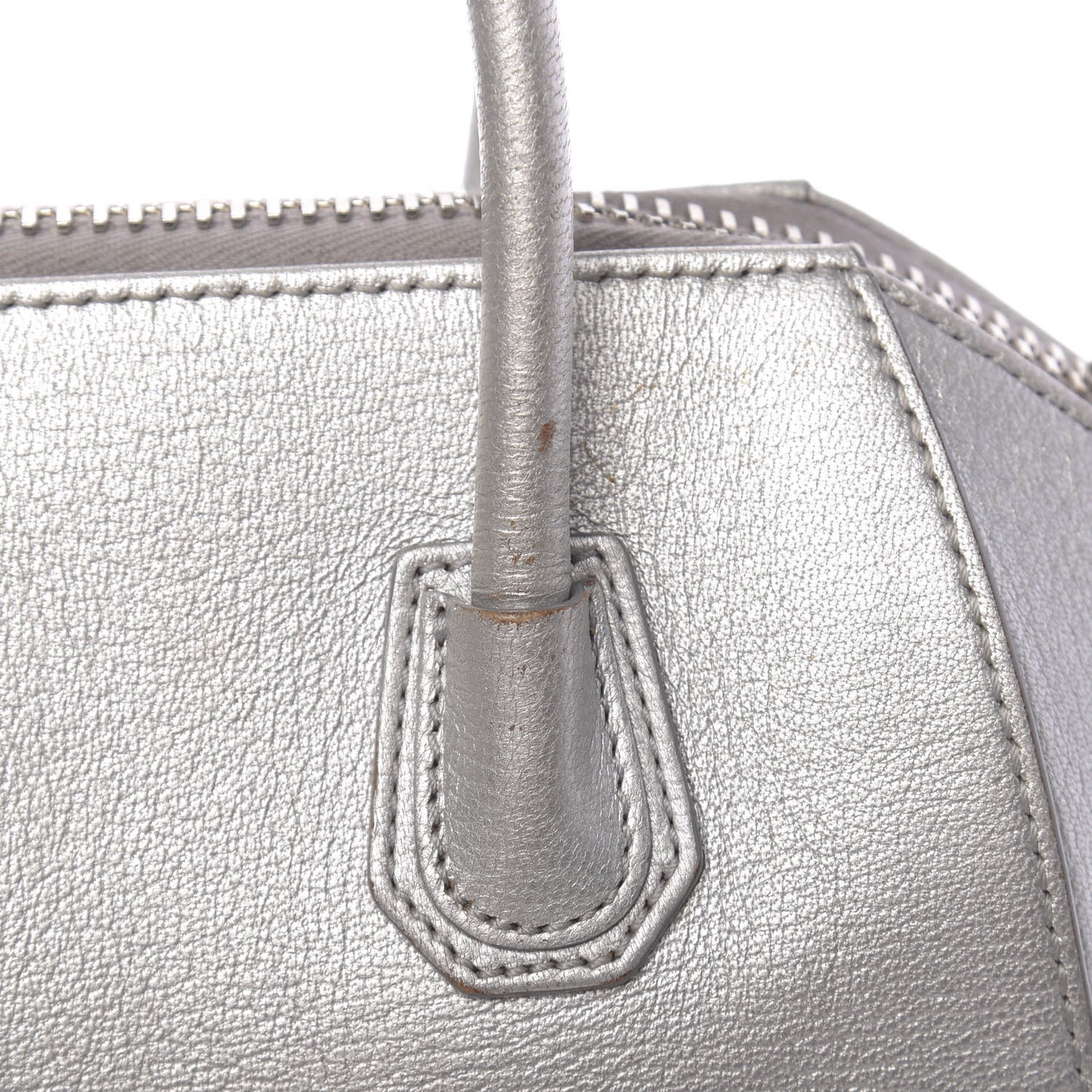 Metallic Sugar Goatskin Mini Antigona Silver