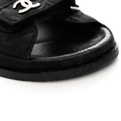 Chanel Mixed Fibers Velcro Dad Sandals 39.5 Black 14 of 15