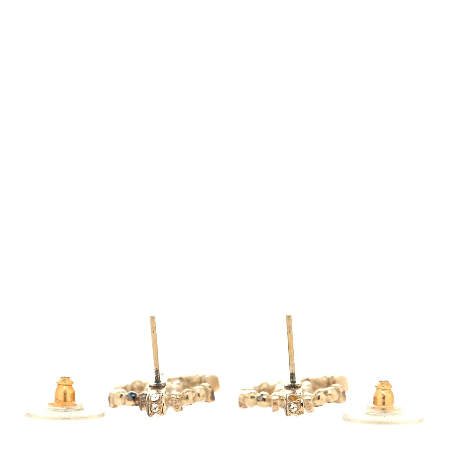 Chanel Metal Crystal CC Drop Earrings Gold 3 of 4