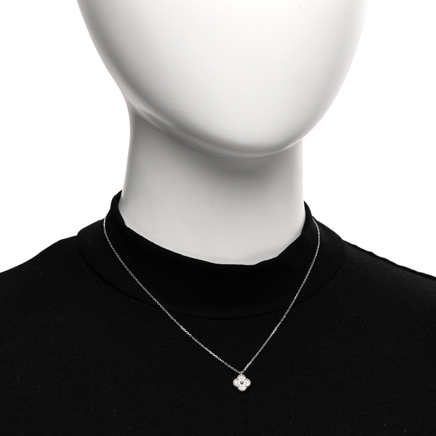 Van Cleef & Arpels VAN CLEEF & ARPELS 18K White Gold Diamond Sweet Alhambra Pendant Necklace 2 of 6