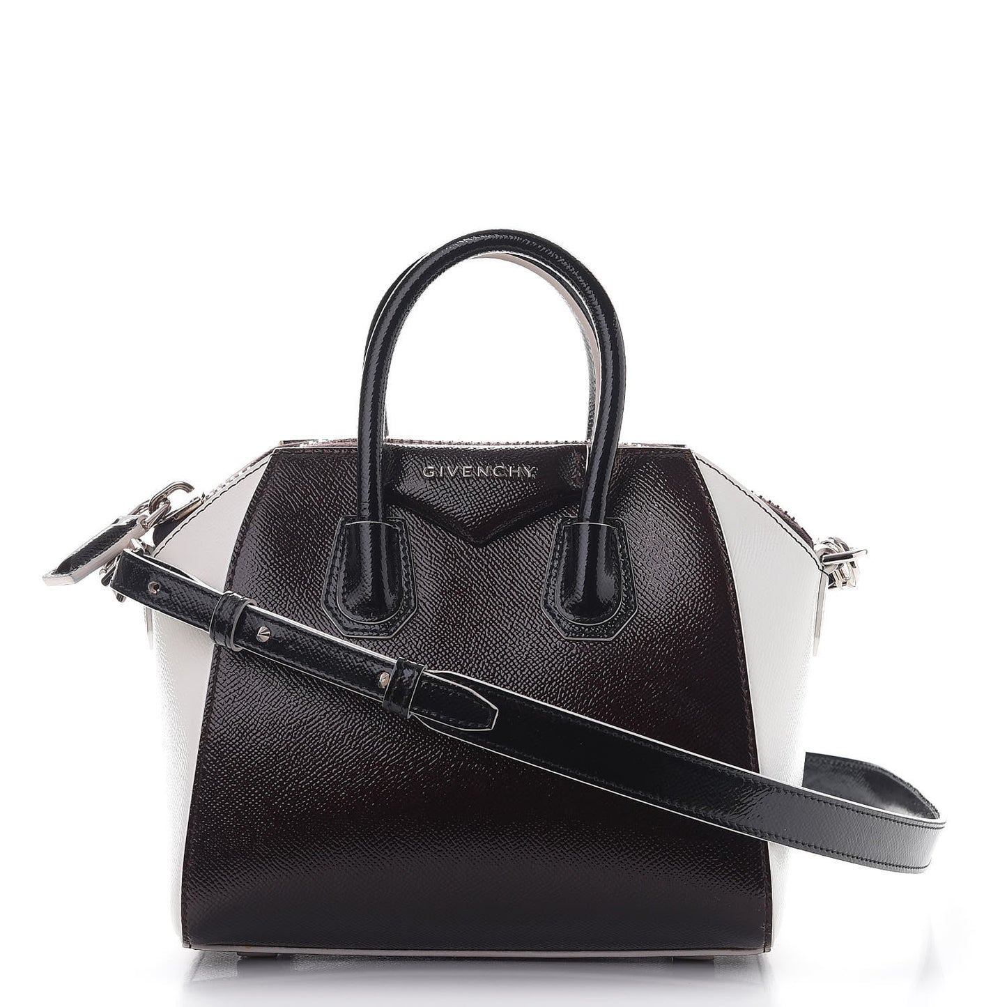Patent Mini Tri-Color Antigona Black White Brown
