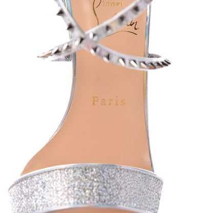 Christian Louboutin Lurex Specchio Choca Lux 120 Sandals 38.5 Silver 7 of 9