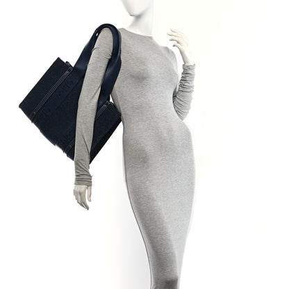 Chloe Felt Shiny Calfskin Medium Woody Ribbon Tote Obscure Navy 2 of 10