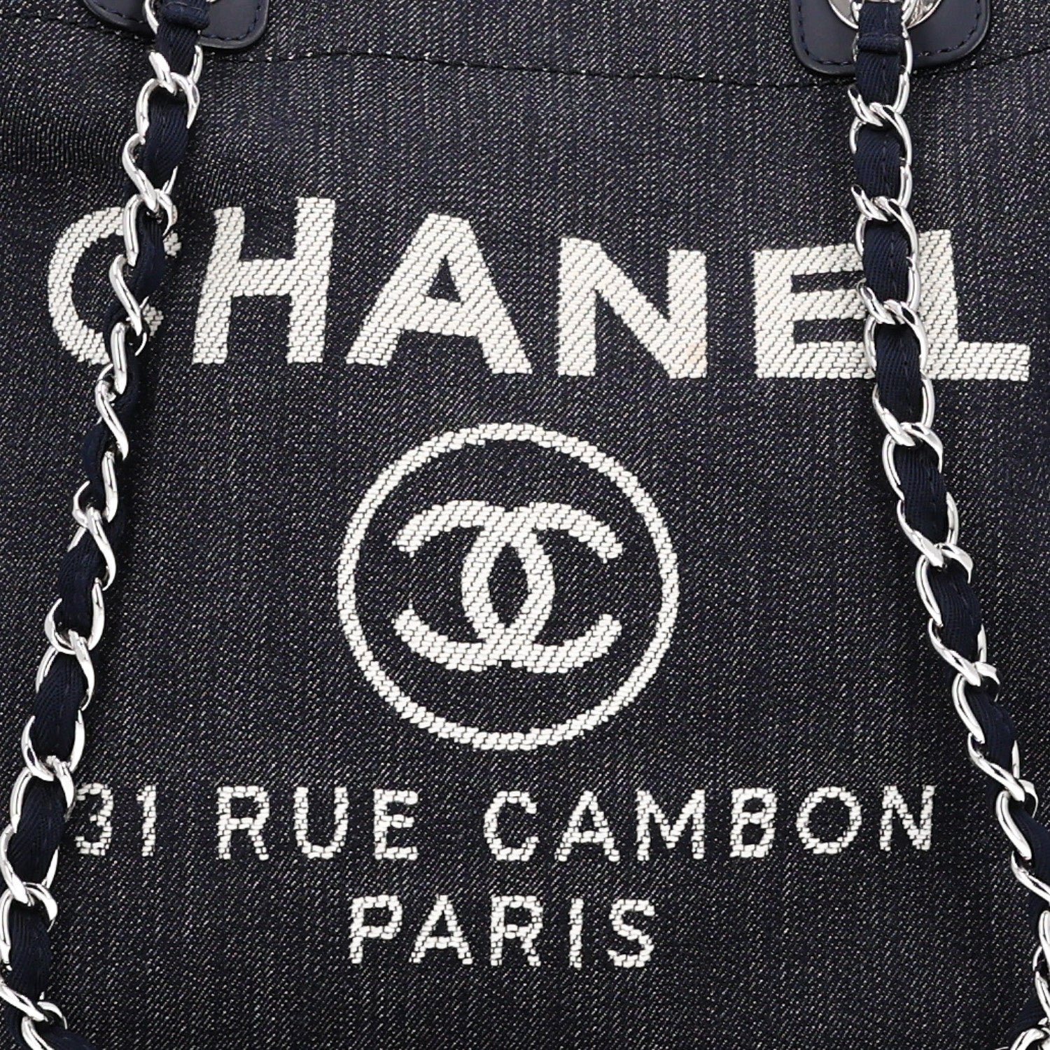 Chanel Denim Large Deauville Tote Dark Blue 7 of 9