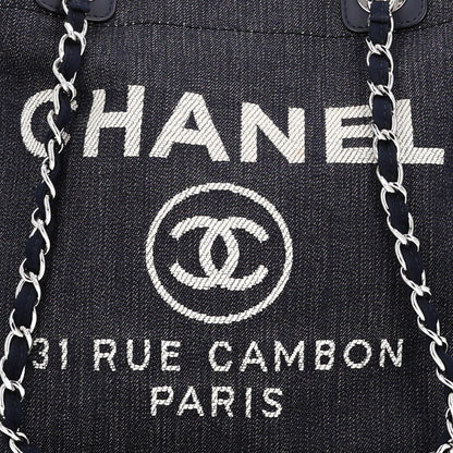 Chanel Denim Large Deauville Tote Dark Blue 7 of 9